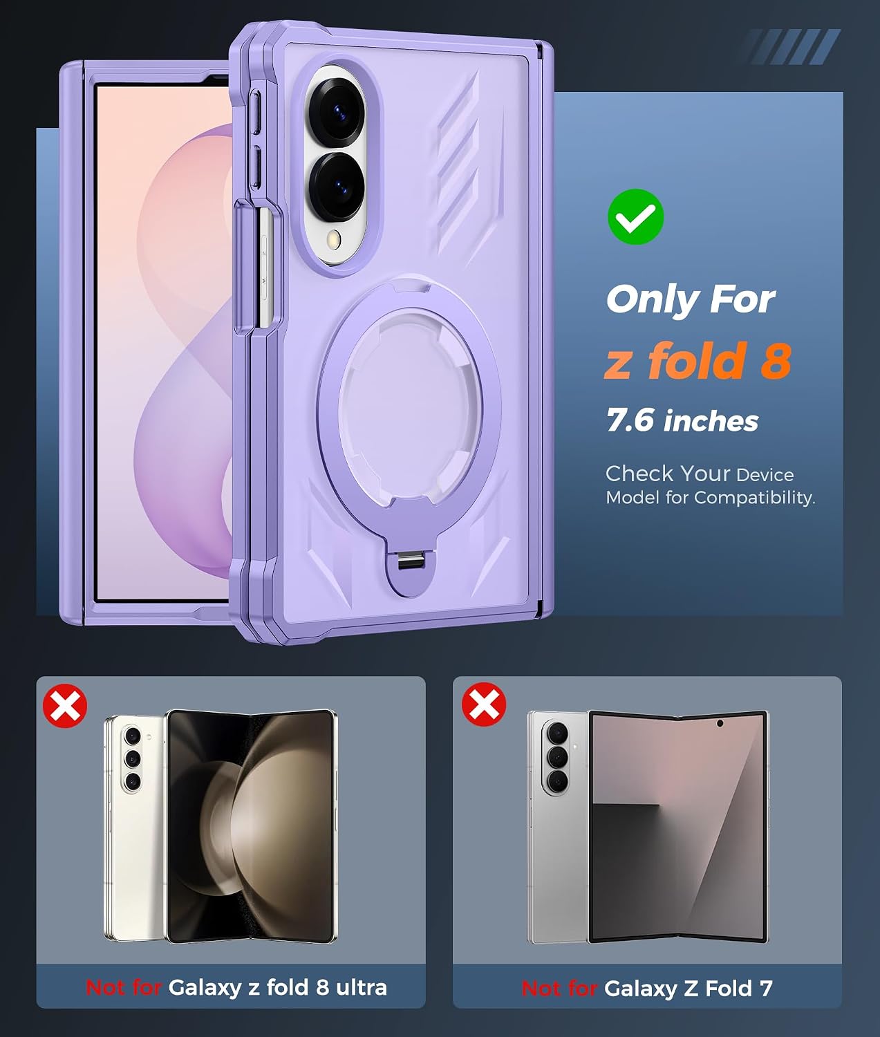 FNTCASE for Samsung Galaxy Z Fold 8 Case with 360 Spin Magnetic Kickstand