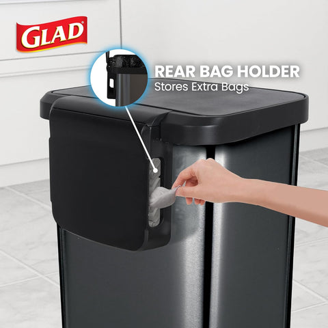 Glad Stainless Steel Trash Can with Clorox Odor Protection, 20 Gal, Pewter