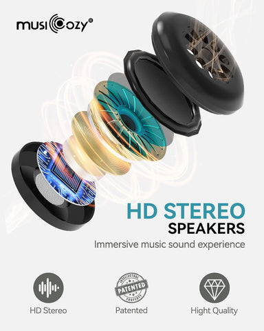 MUSICOZY 3D Sleep Headphones Bluetooth 5.4 Sleep Mask with HD Speakers