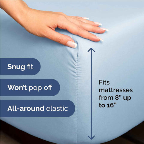 King Size 4 Piece Sheet Set - Breathable & Cooling Sheets - Light Blue
