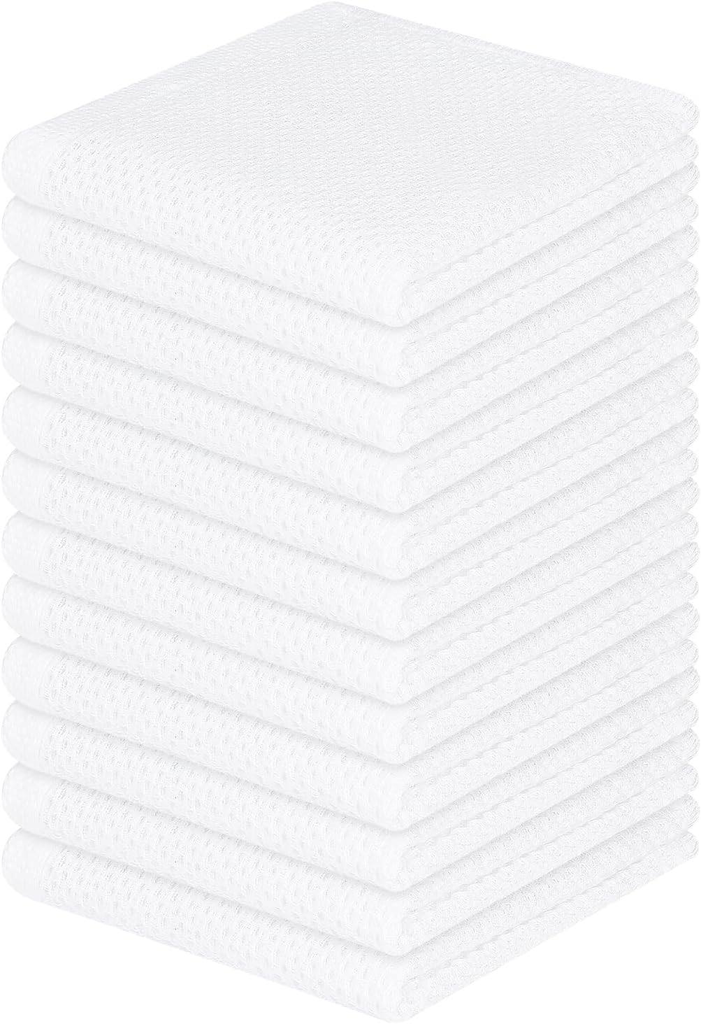 Homaxy 100% Cotton Waffle Weave Kitchen Dish Cloths 12-Pack, White