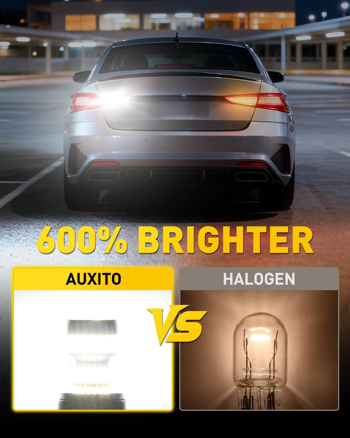 AUXITO 912 921 LED Bulb Reverse Light Bulbs, 600% Ultra Bright White, Non-polarity 906 W16W T15 921 LED Bulb Direct Back Up Parking Light Replacement Lamp, Pack of 2