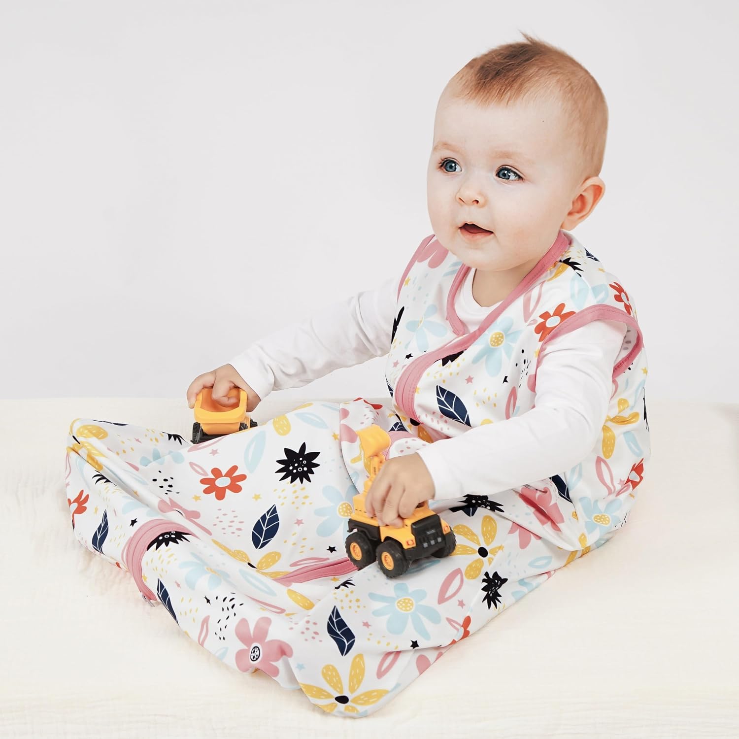 BSTOPPT 3 Pack Baby Sleep Sack 0-6 Months 100% Rayon Cotton Baby Sleeping Bag 2-Way Zipper Toddler Wearable Blankets Comfy Stretchy Lightweight TOG 0.3 （Heart&Pink&Floral）