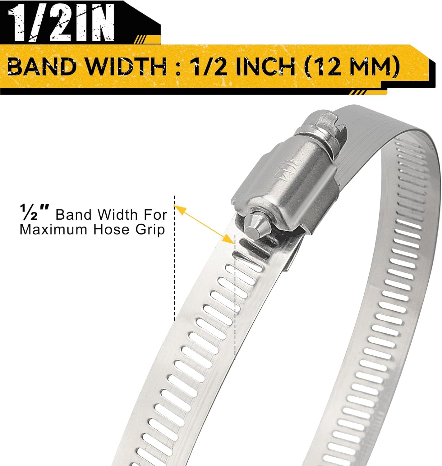 4 Pack 4 Inch Hose Clamp, 304 Stainless Steel Quick-Screw Dryer Vent Clamp