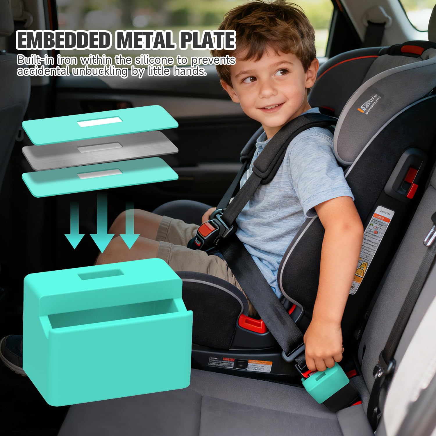 Morlike Silicone Seatbelt Secure Buckle Safety Cover Lock | Keep Children Safe in Car Seat and Prevent Kids from Accidentally Unbuckling | Buckle Guard Fits Almost Vehicles (Light Blue, 2 Pack)