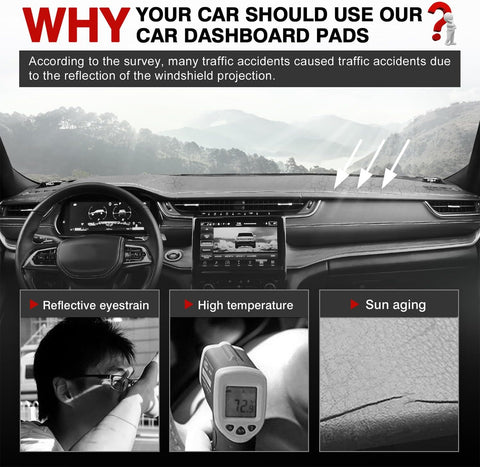 Autorder Dashboard Cover Mat for Jeep Grand Cherokee 4XE 2022-2025 2026 Accessories Dash Cover Upgrade Velvet Dash Mat Sunshade Glare UV Rays Protector