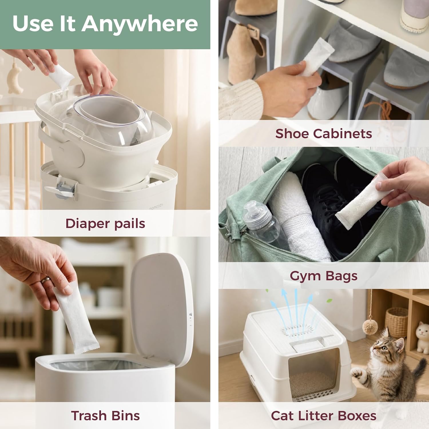 Momcozy Diaper Pail Deodorizer Refills, 4 Packs, Odor Control Bags
