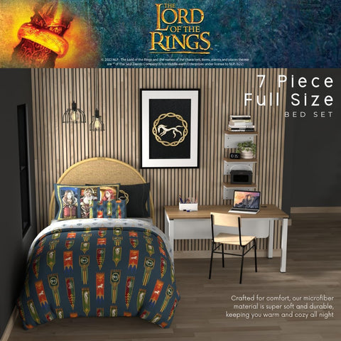 The Lord of the Rings: The War of the Rohirrim Bedding 7 Piece Super Soft Cozy Reversible Comforter and Sheet Set with Sham, Full, (Officially Licensed Product) By Franco