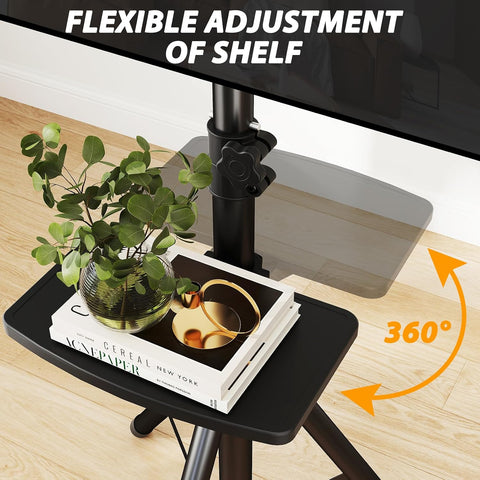 TVON TV Tripod Stand with Shelf for 23-80 inch TVs Holds up to 100lbs