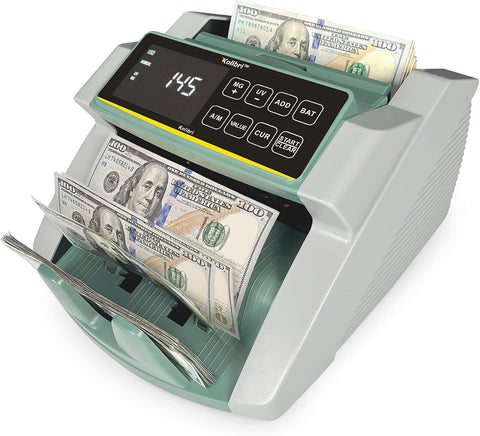 KOLIBRI Money Counter Machine I UV/MG I Set Value Count I LCD Display I Business Grade I Dollar, Euro I Advanced UV/MG/IR/DD/HLF Detection I 1,500 Notes/Min I 1-Year Warranty I KOLIBRI UV/MG