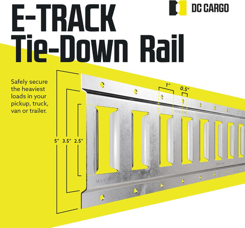DC Cargo Mall E Track Tie Down Rail Kit 2' (4 Pack) for Garages, Vans, Trailers, Motorcycle Tie Downs, ATV Mountings – Galvanized Steel - Secure Cargo & Heavy Loads Up to 2,000 lbs