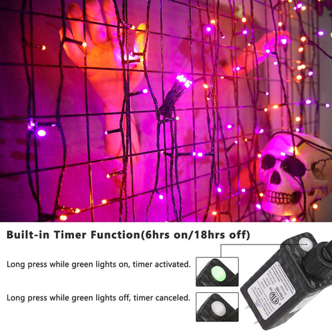 BrizLabs Purple Orange Halloween String Lights Connectable 78.74ft 240 LED