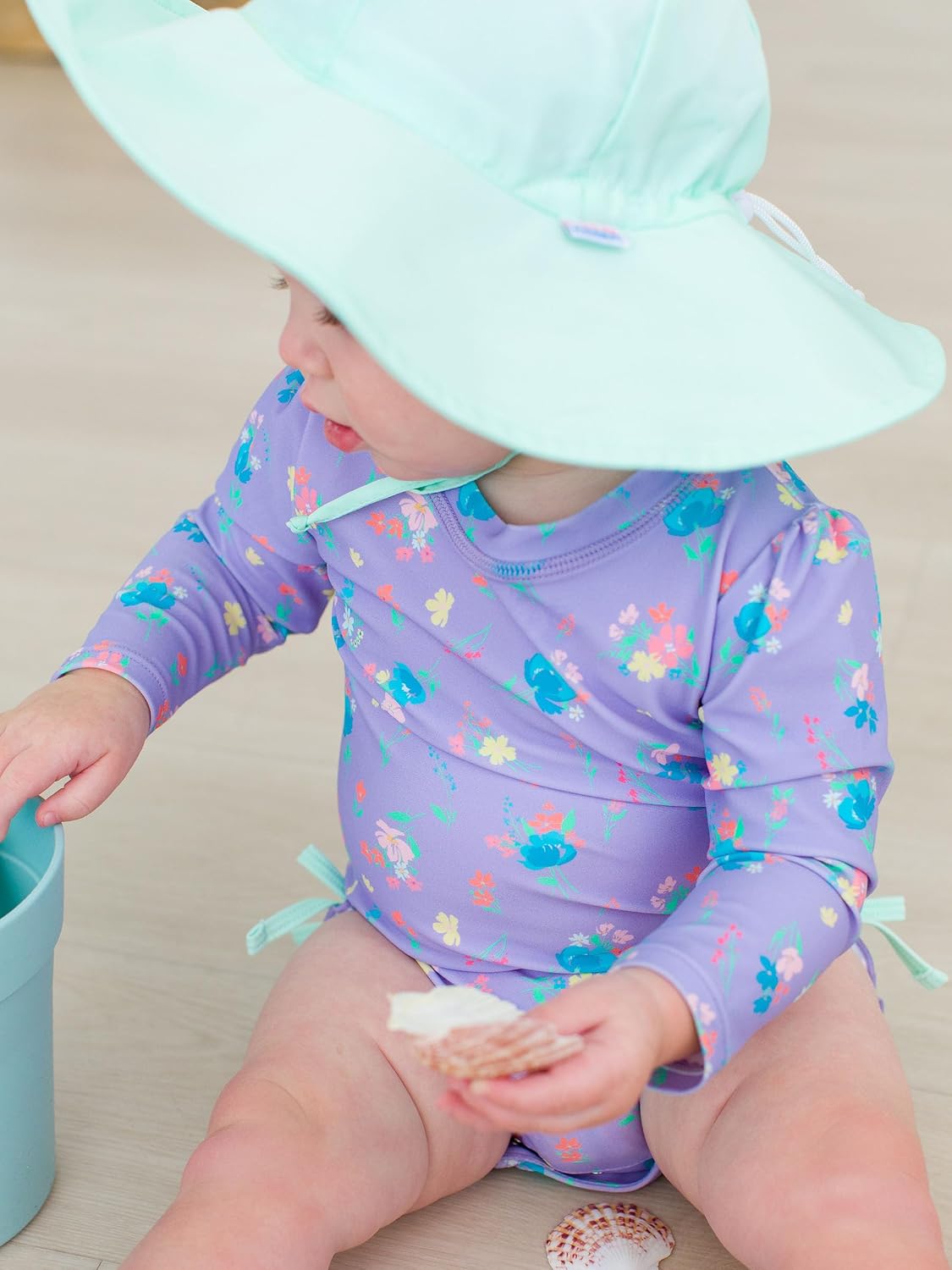 RuffleButts Baby Girls Novelty Baby One Piece - Rash Guard Swimsuit UPF 50+