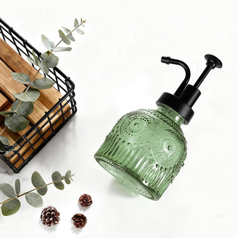 Amolliar 8 Oz Glass Vintage Soap Dispenser Plastic Pump,Green