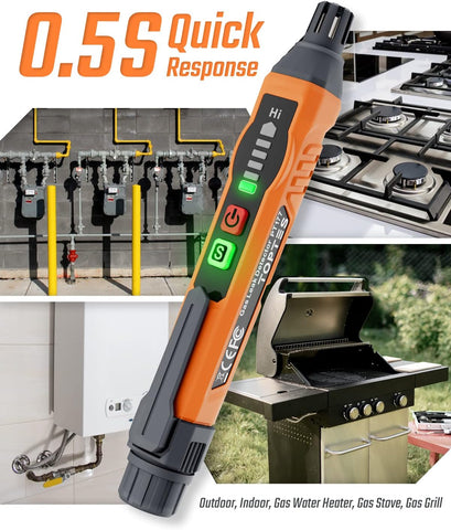 Natural Gas Detector, TopTes PT177 Gas Leak Detector with Audible & Visual Alarm, Portable Gas Sniffer to Locate Combustible Leak Sources Like Methane, Propane for Home (Includes Battery x2)-Orange