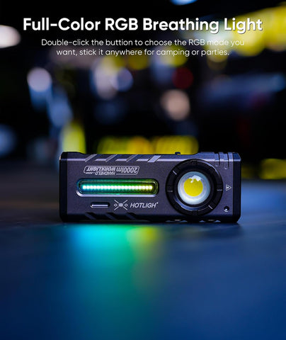 HOTLIGH ZF8313 Rechargeable Flashlight, Magnetic EDC Flashlight Rechargeable, 2000 Lumens LED Flashlight with RGB and UV Lighting Source for Outdoor, Car Repairing,Fathers Day Dad Gifts