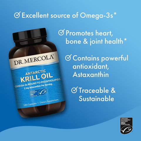Dr. Mercola Antarctic Krill Oil, 1,000 mg, 180 Capsules (90 Servings)