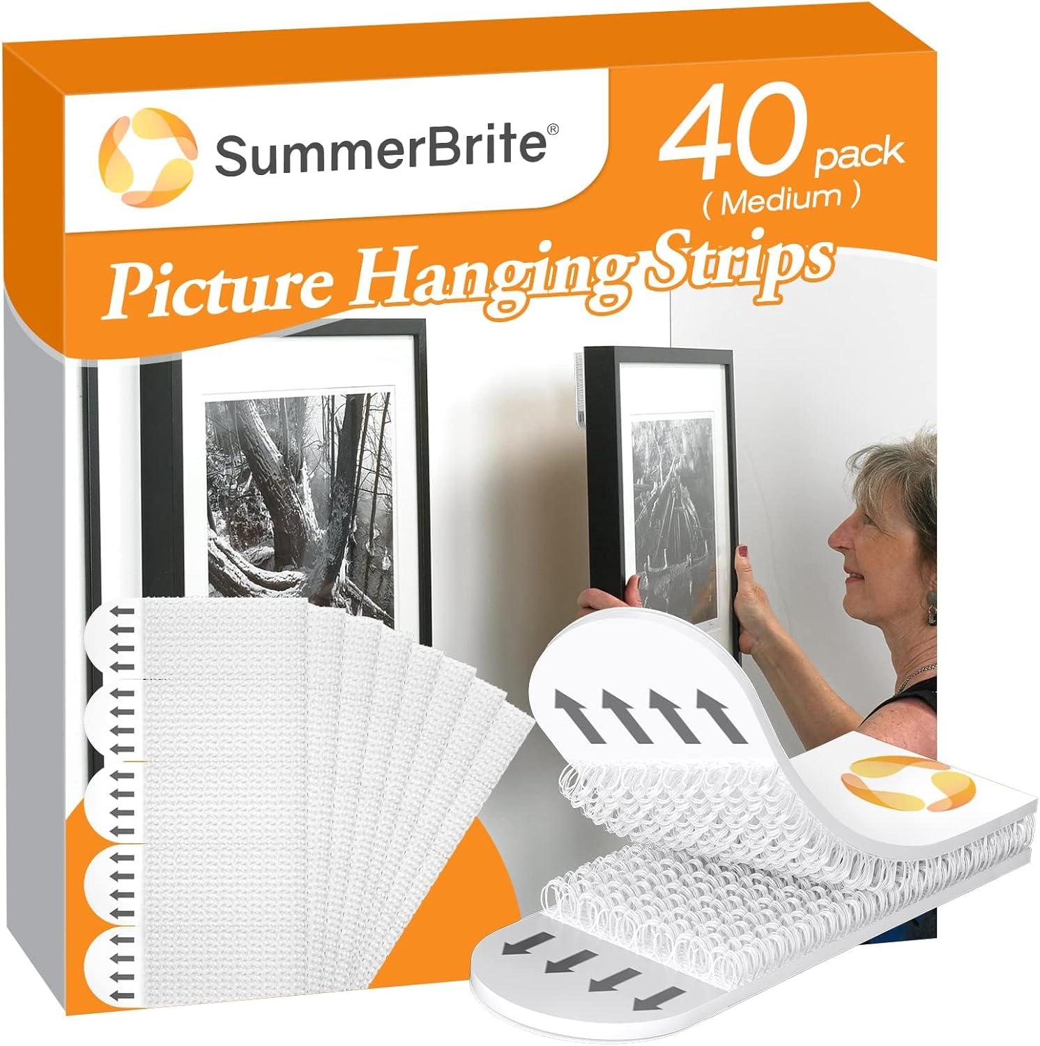 SummerBrite Damage Free Picture Hanging Strips, 20 Pairs, Medium, White
