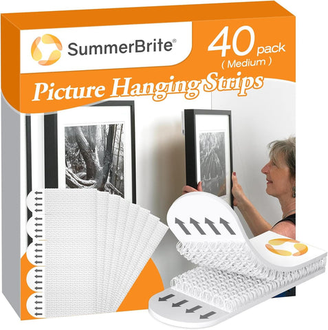 SummerBrite Damage Free Picture Hanging Strips, 20 Pairs, Medium, White