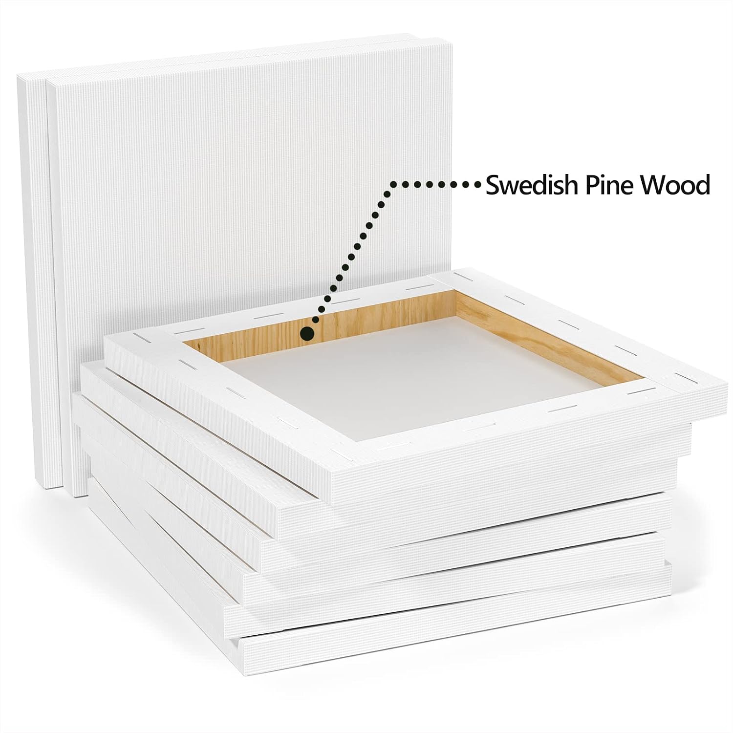 GOTIDEAL Stretched Canvases for Painting, 6x6 Inch Set of 7, Primed White
