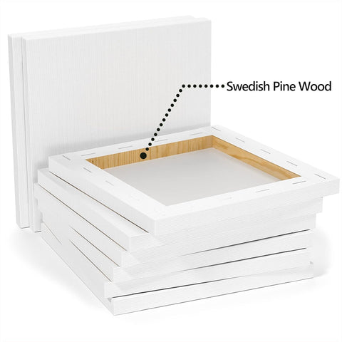 GOTIDEAL Stretched Canvases for Painting, 6x6 Inch Set of 7, Primed White