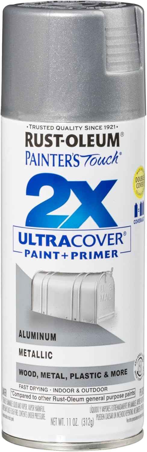 Rust-Oleum Painter's Touch 2X Ultra Cover Spray Paint, Metallic Aluminum