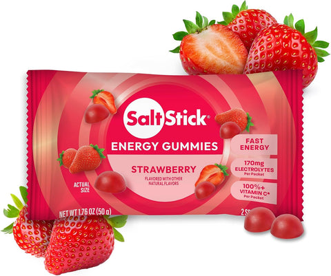 SaltStick Energy Chews Strawberry Energy Gummies 10 Bags/ 20 Servings
