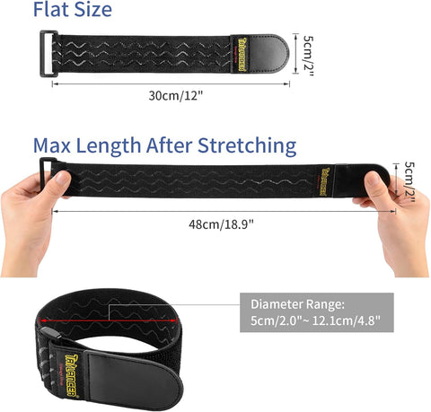 Trilancer Elastic Cinch Straps with Anti-Slip Strips, 12'' x 2'' (8 Pack)