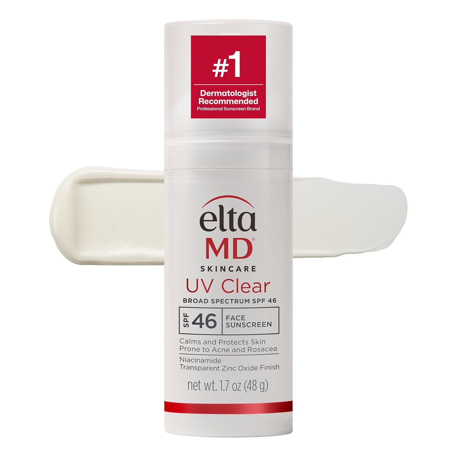 EltaMD UV Clear Face Sunscreen with Zinc Oxide, Oil-Free, SPF 46 and SPF 50 | Calms and Protects Acne-Prone Skin and Rosacea, No White Cast, Dermatologist Recommended, Available in Three Tints and Sizes