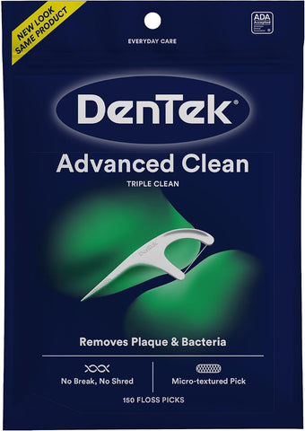 DenTek Floss Picks, Advanced Clean, Plaque Remover, 150 Count