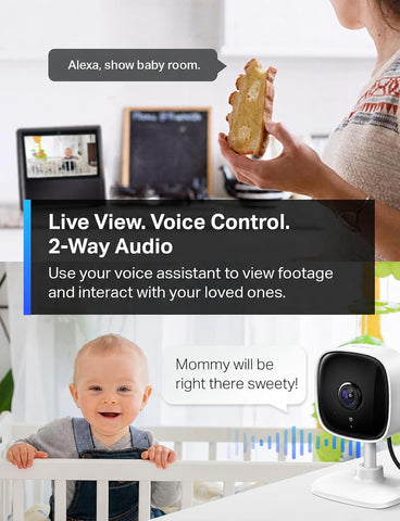 TP-Link Tapo 1080P Indoor Security Camera for Baby Monitor, Dog Camera w/Motion Detection, 2-Way Audio Siren, Night Vision, Cloud & SD Card Storage, Works w/Alexa & Google Home (Tapo C100)