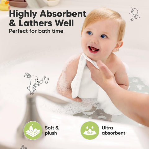 6-Pack Baby Washcloths, Soft Absorbent Washcloths for Face, Body (White)