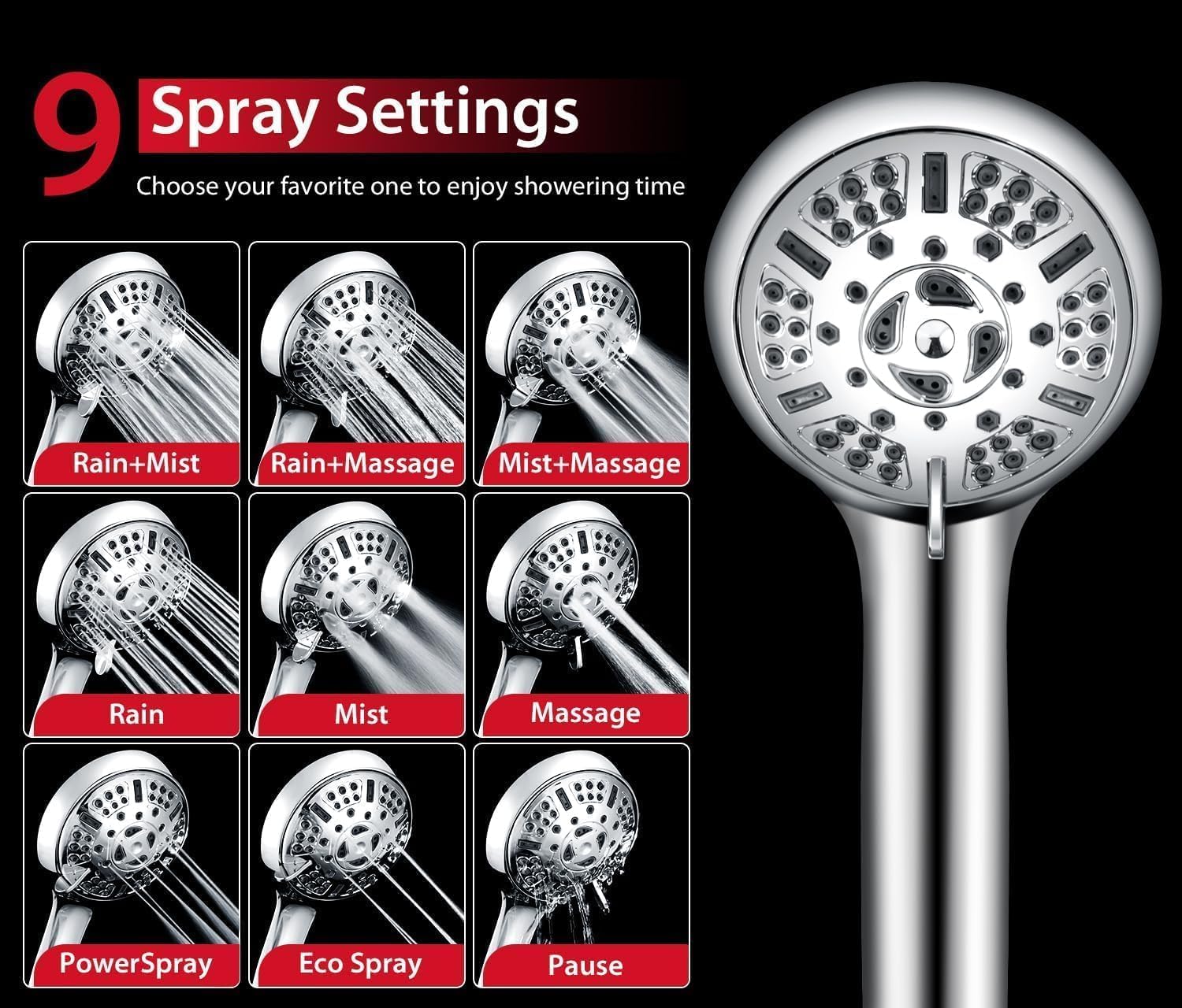 GRICH Shower Head with Handheld Spray - Dual High Pressure Showerhead