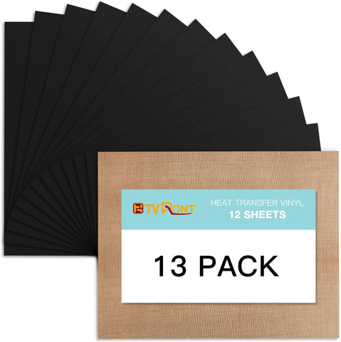 Black HTV Heat Transfer Vinyl Bundle: 13 Pack 12" x 10" Black Iron on Vinyl