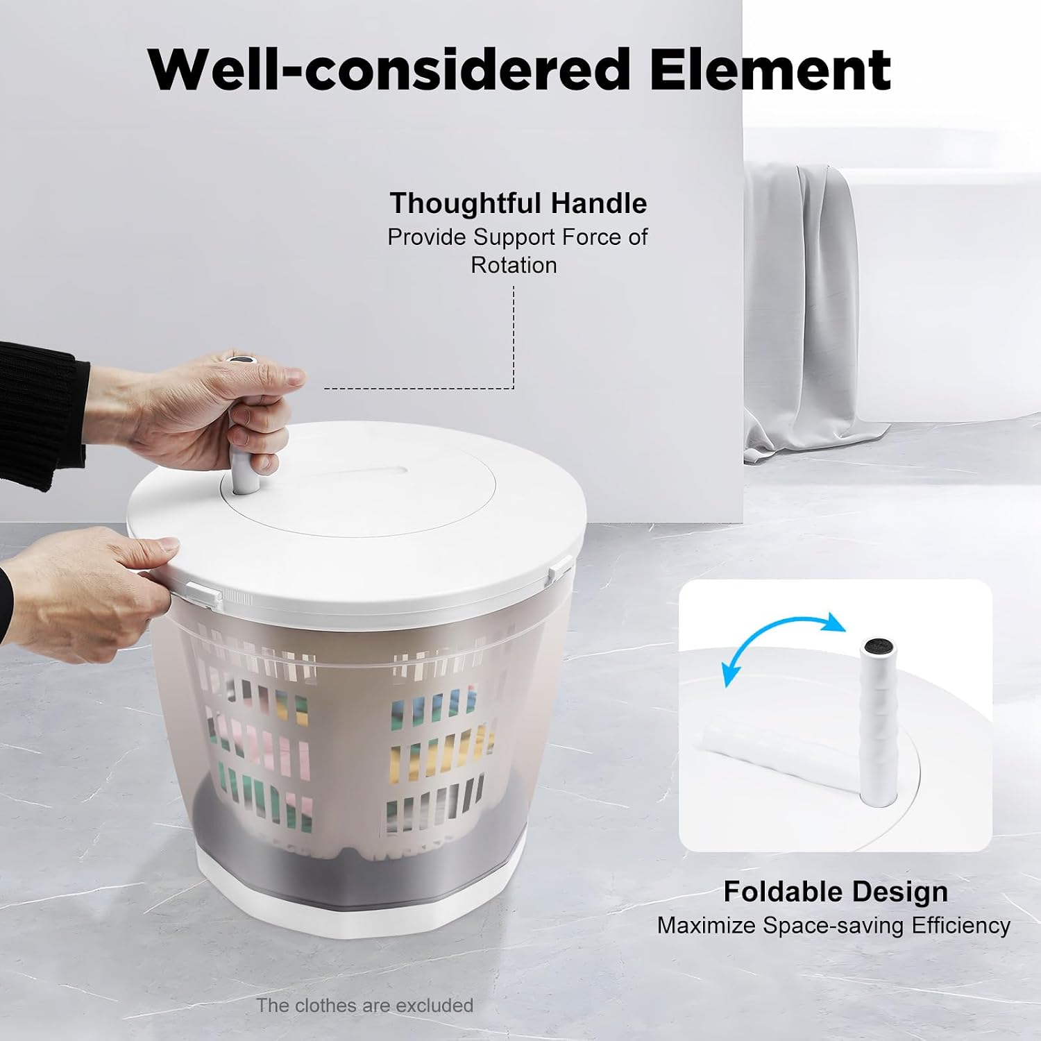 Hand Crank Manual Washing Machine 2 in 1manual Clothes Washer and Dryer Portable Spin Dryer Non Electric Washing Machine Clothes Wringer for Rv Camping Travel