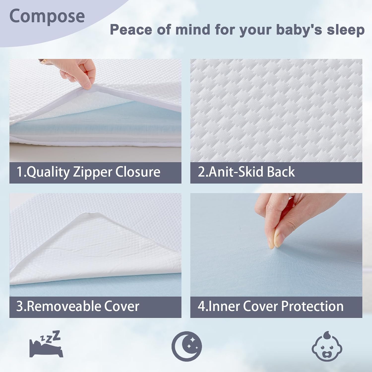 Lisara Baby Bassinet Mattress, 30 x 18 Inch, Gel Memory Foam, Oval