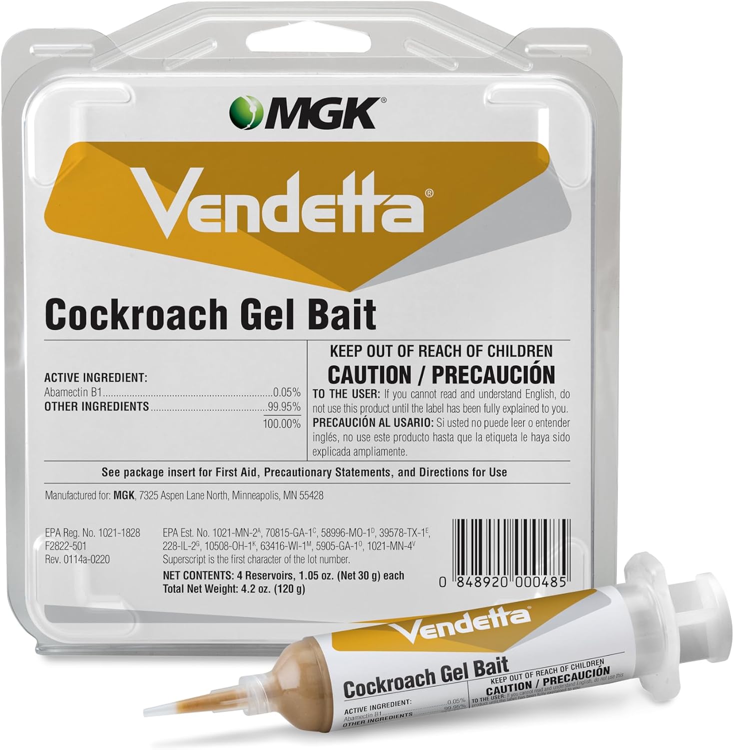 MGK Vendetta® Cockroach Gel Bait | Food-Handling and Indoor Uses | Proven Roach Killer | 4 x 30 Gram Tubes | Includes Plunger & Tips for Easy Application