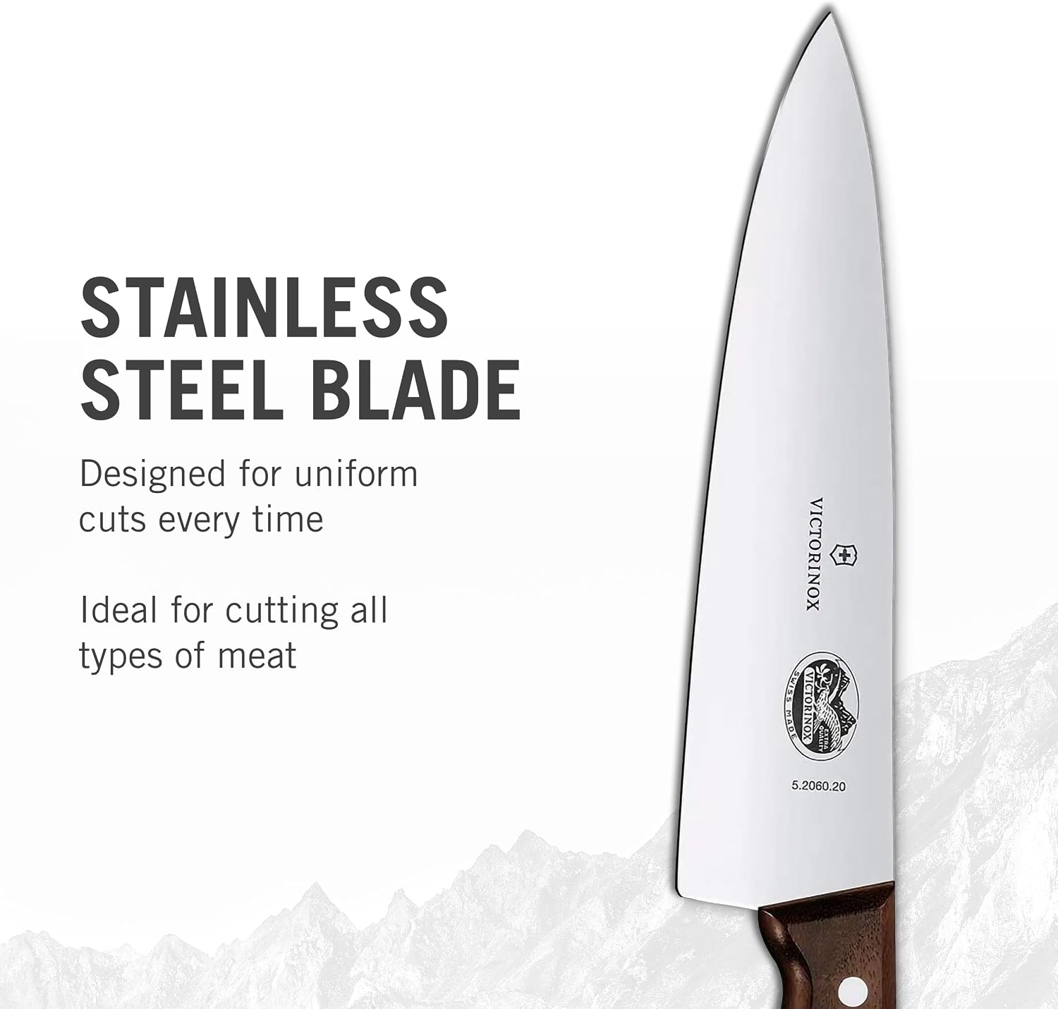 Victorinox Wood 8 Inch Chef's Knife, Stainless Steel Slicing Knife