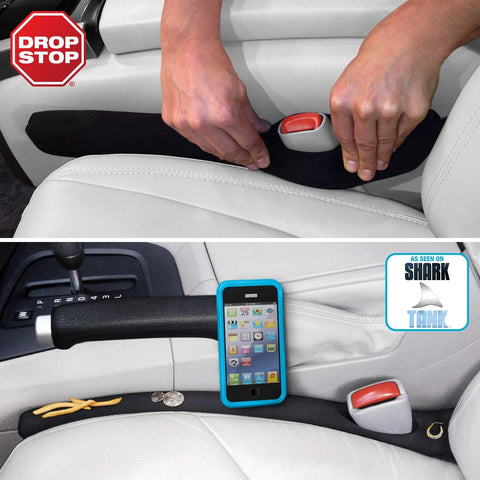 Drop Stop – 2 Original Car Seat Gap Fillers (Shark Tank) + Dash Pad + Light