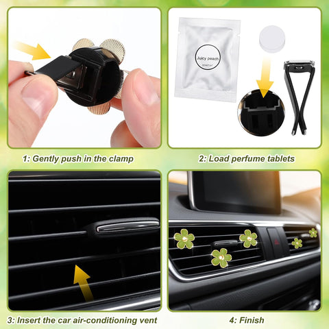 Frienda 6 Pcs Daisy Vent Clips for Car, 3/3.3 cm, Green