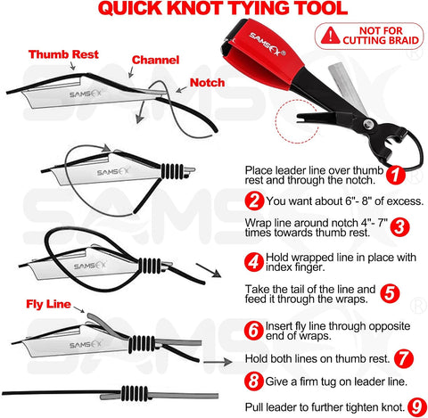 SAMSFX Aluminum Fishing Pliers Hook Remover Braid Line Cutter with Coiled Lanyard, Fly Fishing Knot Tying Tool & Retractors