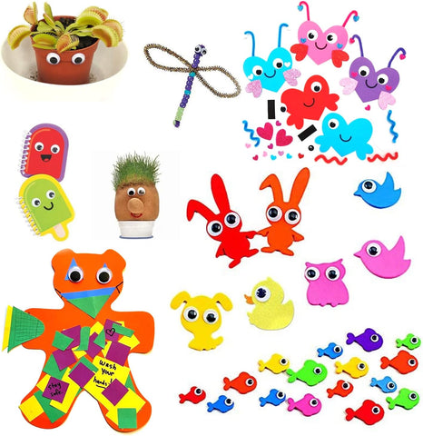 DECORA 1000 Pieces 10mm Round Wiggle Googly Toy Eyes with Self-Adhesive for Crafts and Scrapbooking