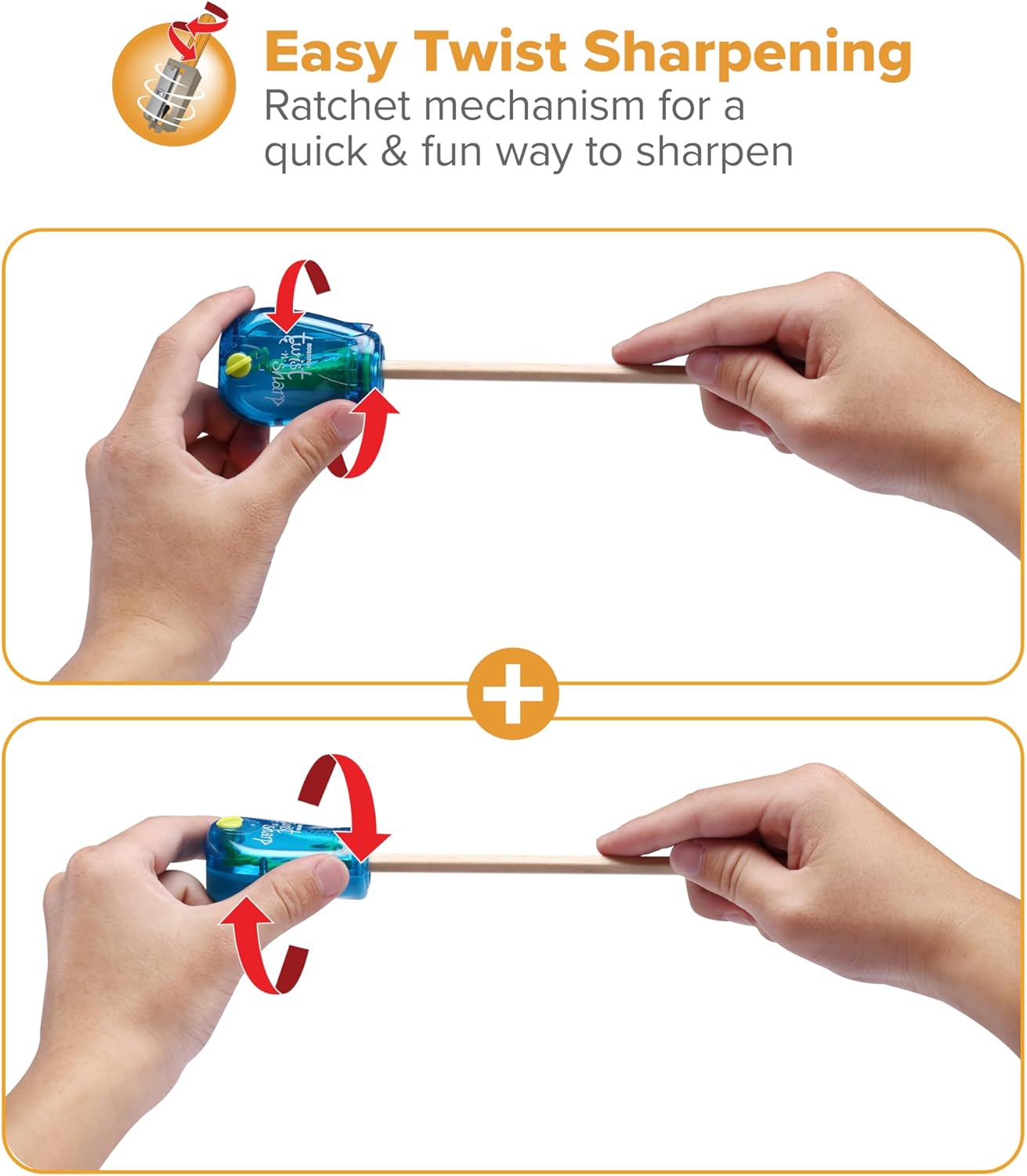 Bostitch Twist-n-Sharp Handheld Pencil Sharpener for Kids, Blue