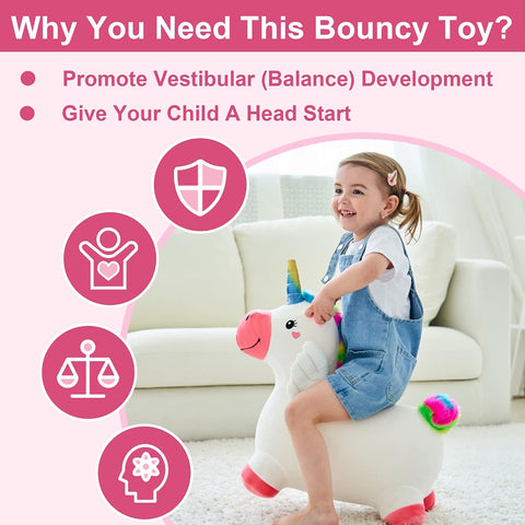 Bouncy Pals Toddler Unicorn Hopper Toy Girl Gift, Outdoor Ride Animal Horse