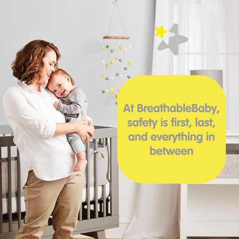 BreathableBaby Breathable Mesh Liner for Full-Size Cribs, Classic 3mm Mesh, White (Size 4FS Covers 3 or 4 Sides)