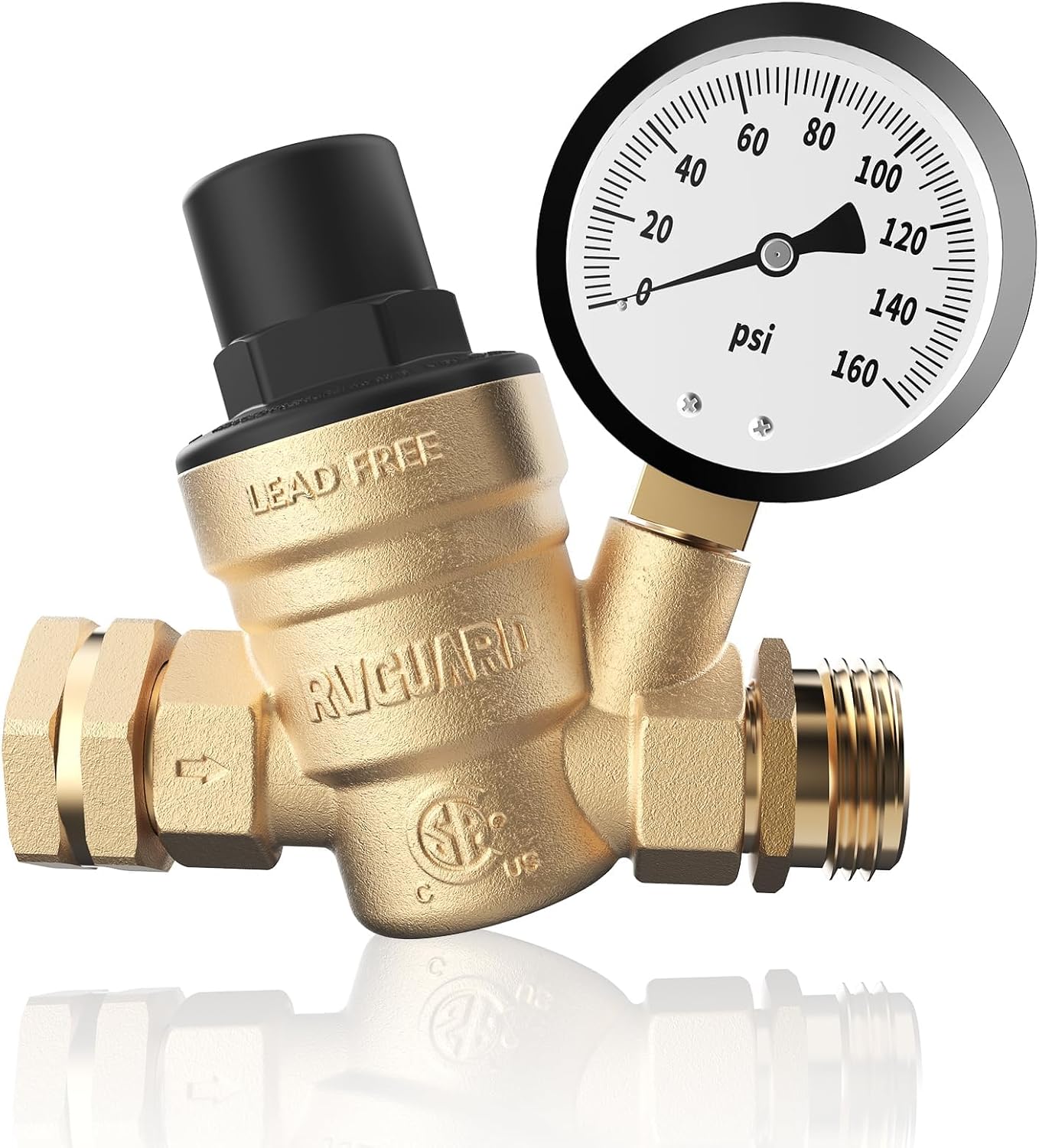 RVGUARD RV Water Pressure Regulator Valve, CSA Approved, Lead-Free Brass