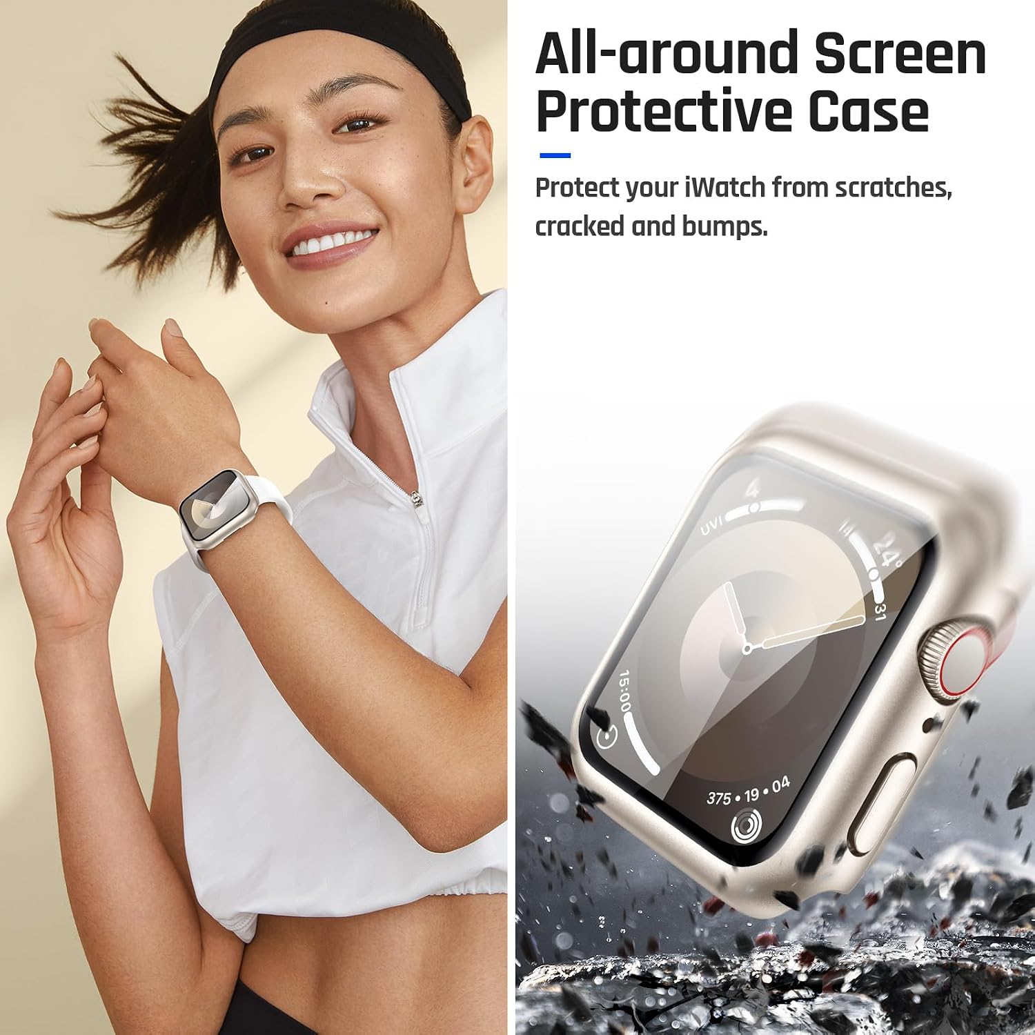 Goton IP67 Waterproof Case with Glass for Apple Watch 44mm Series 6/5/4/SE