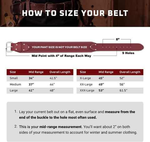 Occidental Leather 3" Ranger Leather Work Belt - Large, OxyRed - Bridle Leather, Heavy-Duty Steel Roller Buckle, Edge Stitched - Made in USA