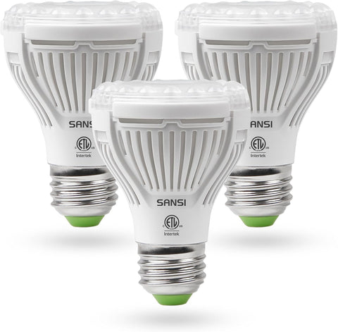 SANSI LED Grow Light Bulbs 3-Pack, 10W Full Spectrum, E26 Base, 4000K