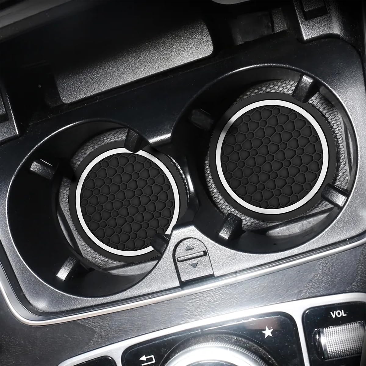 Mandark 4PCS 2.75 Inch Car Cup Holder Coasters, Non-Slip, Black/White